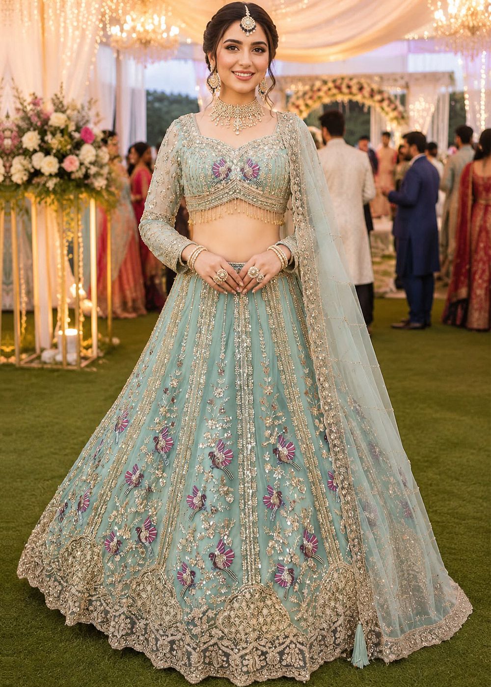 aqua blue bridal dress Sky Blue Rustic Thigh Split Beach Wedding Gown with Court Train,MW281