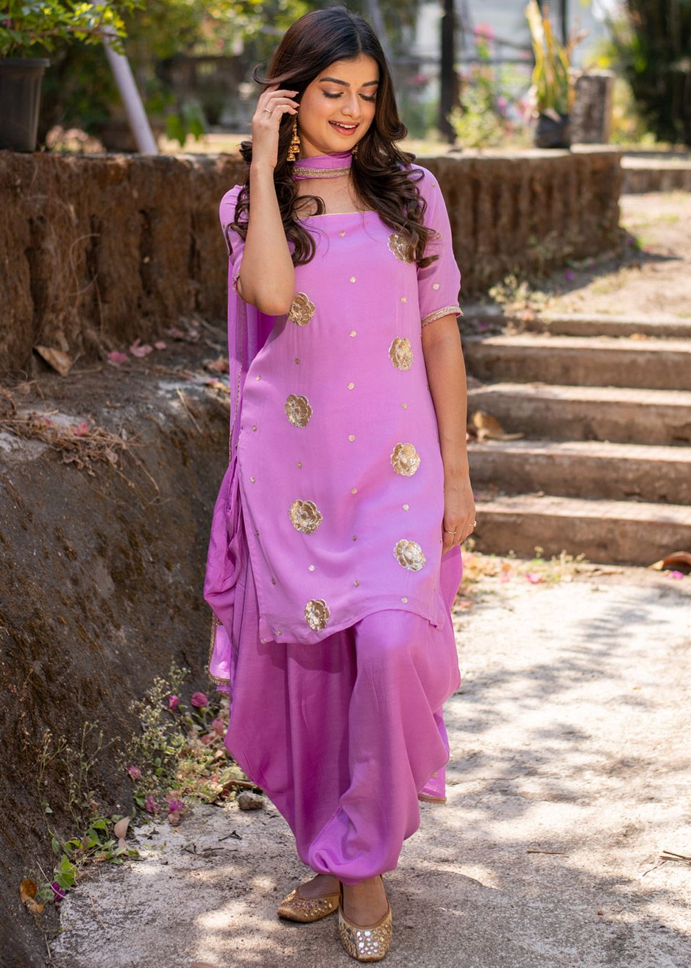 purple punjabi dress Readymade Purple Embroidered Punjabi Suit