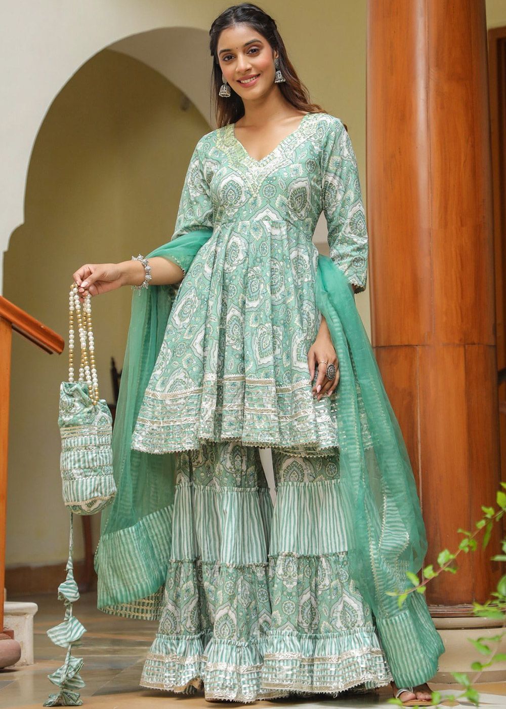 cotton gharara dress Yellow Cotton Sharara Dress: Baby Girl Haldi Ceremony Outfit