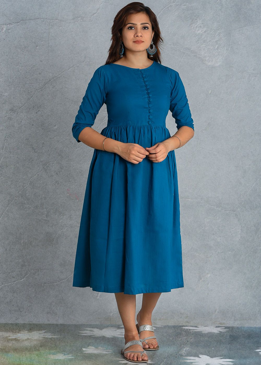 indo western dress blue Imperial Navy Blue Jacket Style Party Wear Indo Western Dress