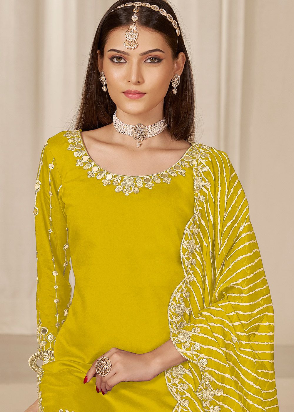golden punjabi dress Dusty Rose and Gold Embroidered Punjabi Suit L