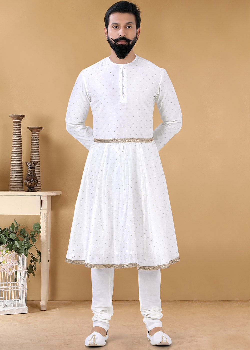 white colour anarkali kurta