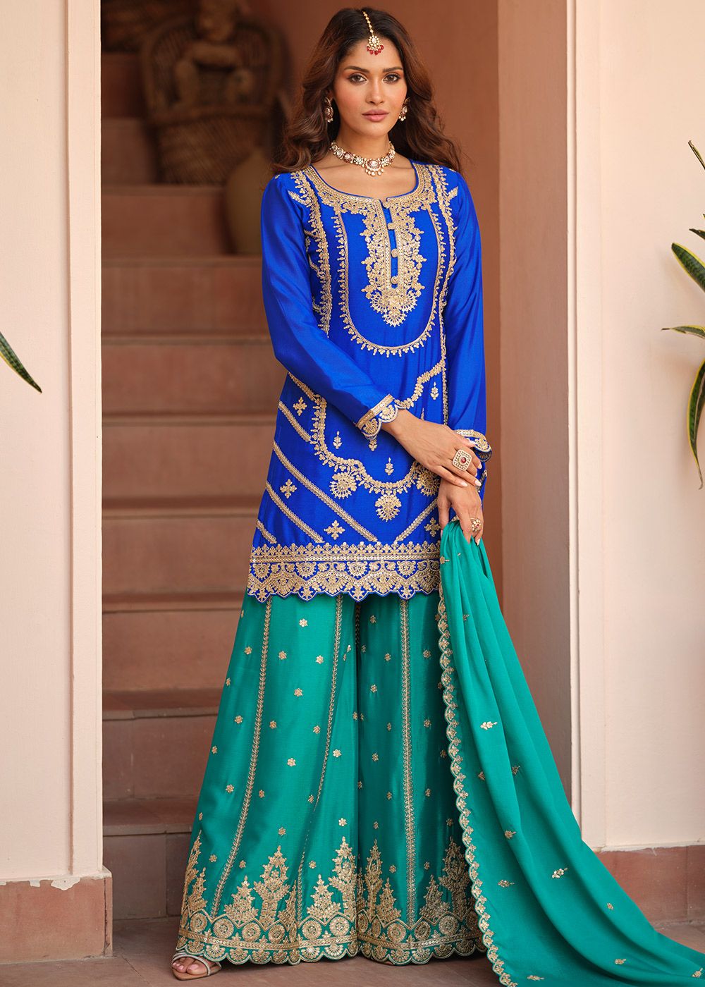 chiffon sharara dress Pink Chiffon Sharara Set Design by Dolly J at Pernia's Pop Up Shop 2026