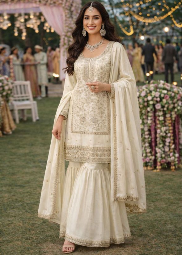 silk gharara dress Mint Green Raw Silk Gharara Set 4