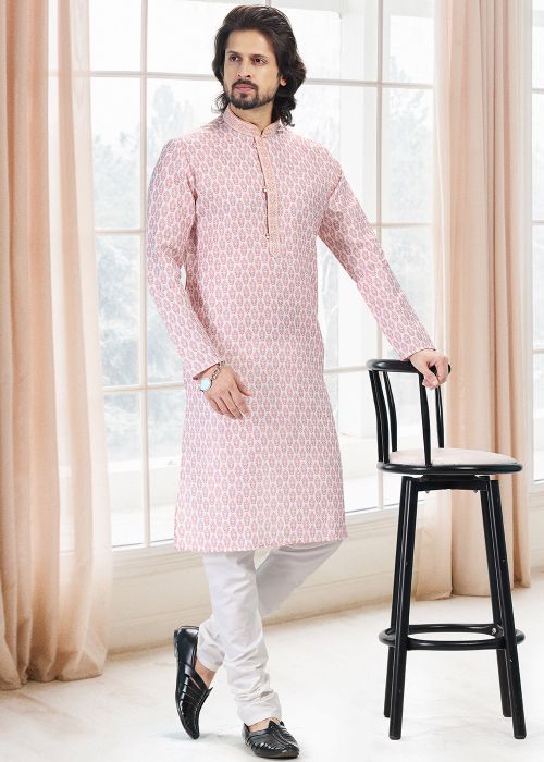 Peach Digital Printed Kurta Pajama