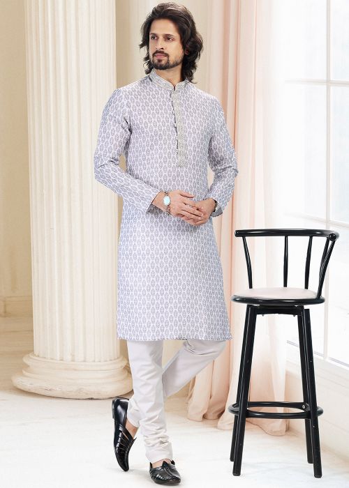 Grey Digital Printed Kurta Pajama