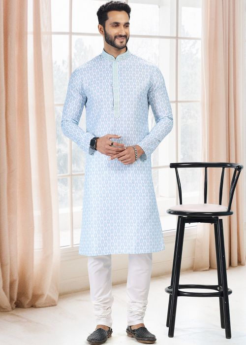 Blue Digital Printed Kurta Pajama