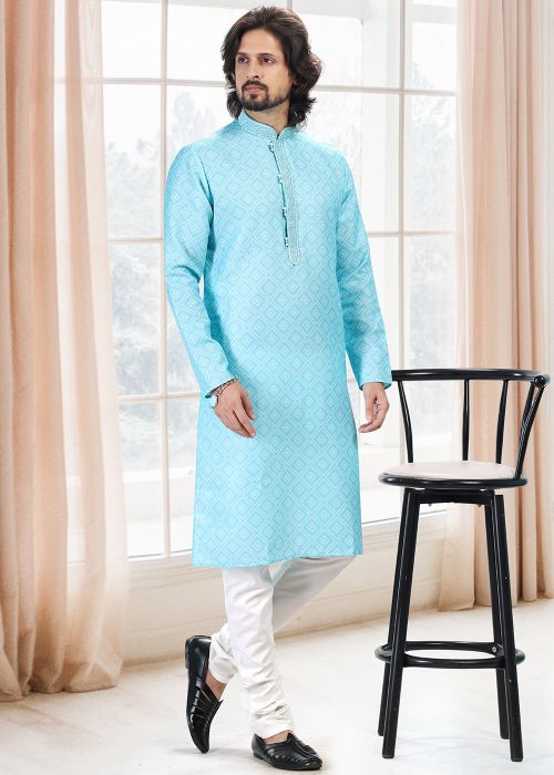 Blue Digital Printed Kurta Pajama