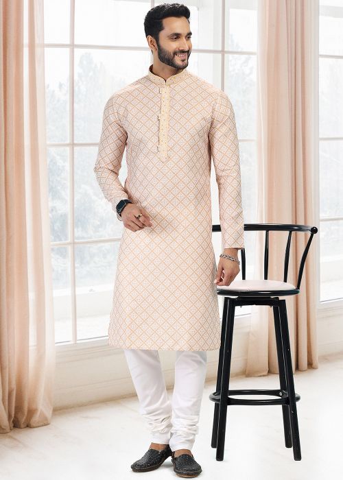 Yellow Digital Printed Kurta Pajama