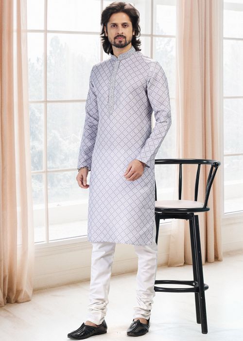 Grey Digital Printed Kurta Pajama