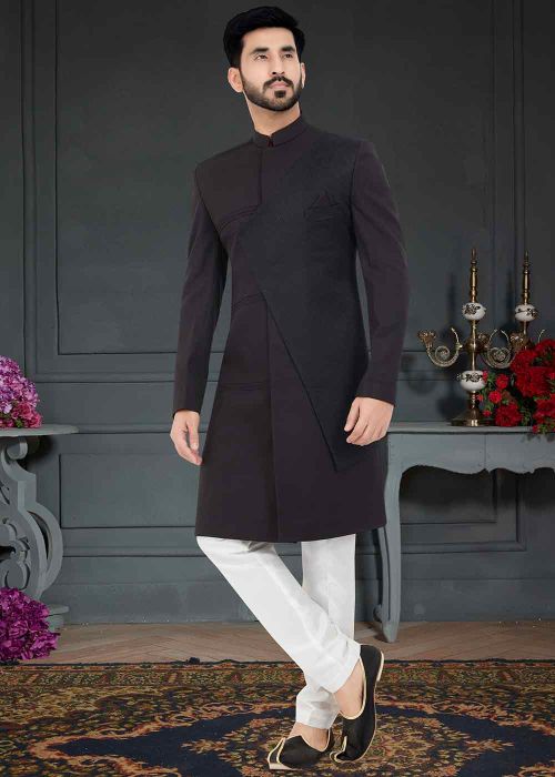 Black Indo Western Sherwani