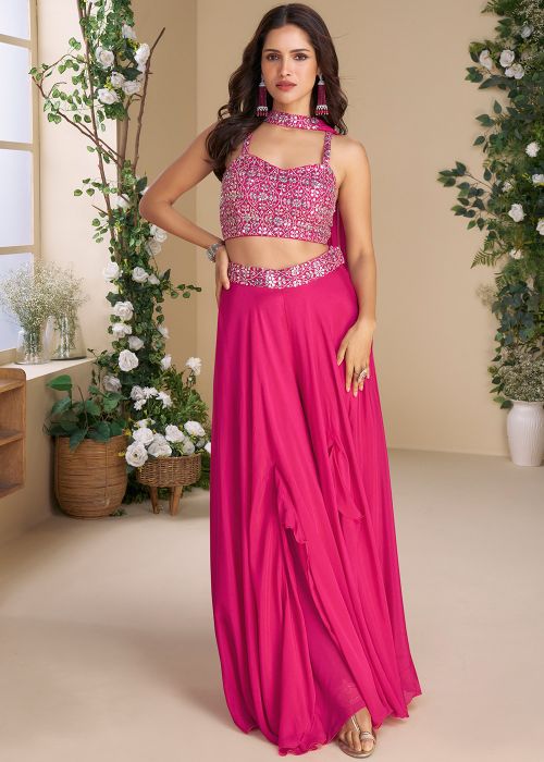 Pink Embroidered Top Bottom With Dupatta