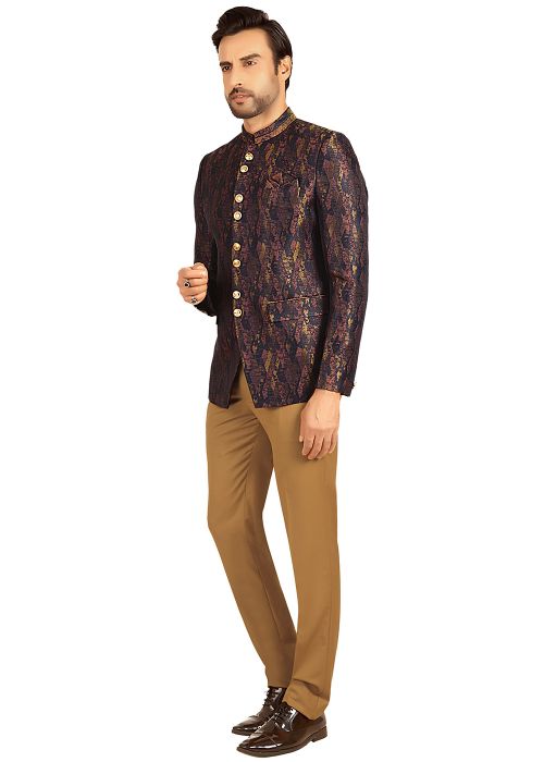 Multicolor Woven Bandhgala Jodhpuri Suit