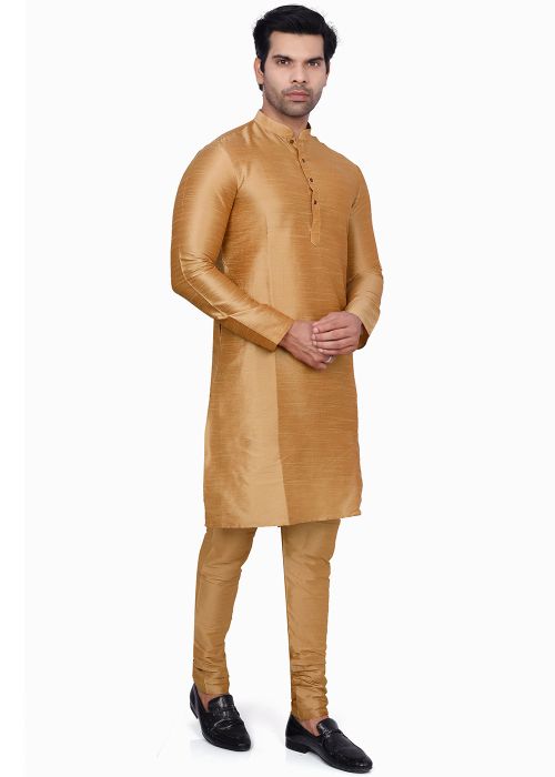 Brown Mens Kurta Pajama In Art Silk