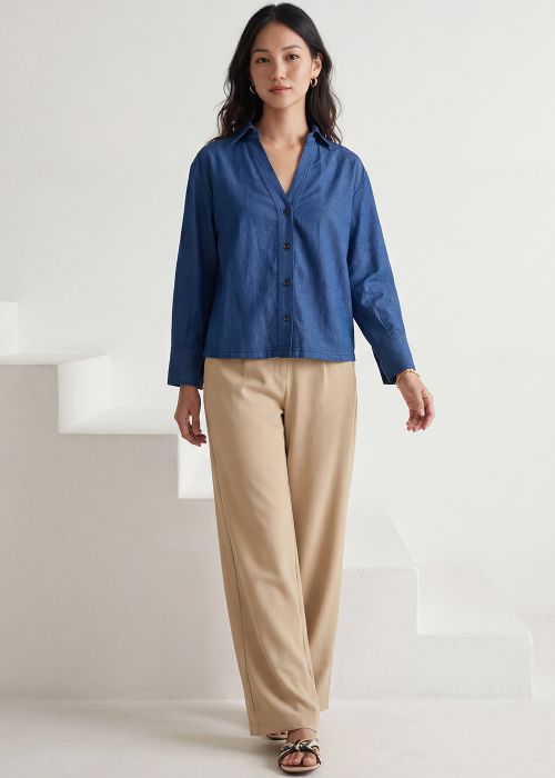 Blue Drop Shoulder Shirt