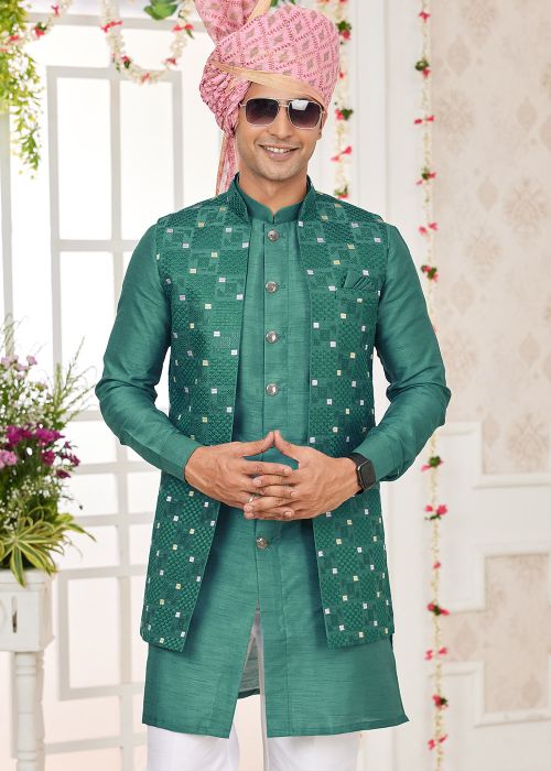 Readymade Green Embroidered Men Jacket
