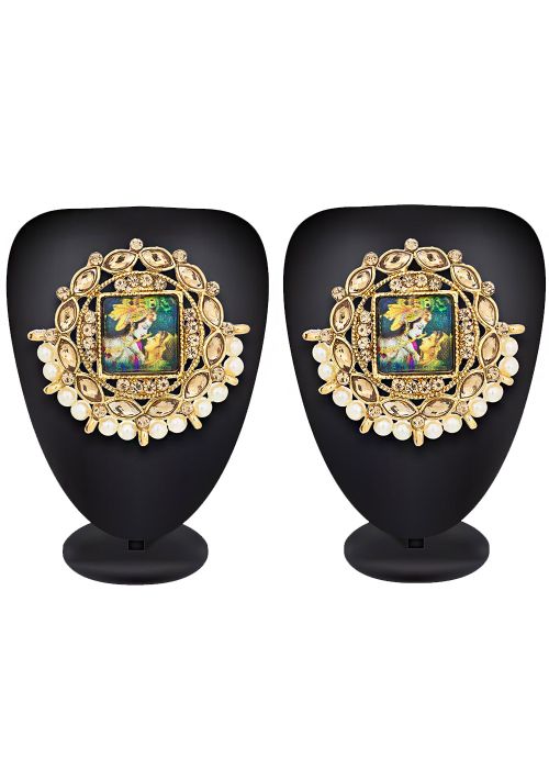 Golden Pearls And Stone Studded Earrings