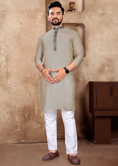 Readymade Grey Men Kurta Pant Set