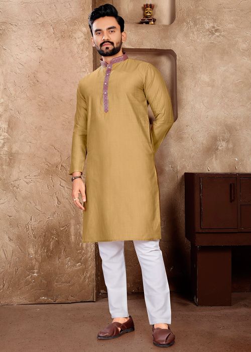 Mehendi Green Men Plain Kurta Pant