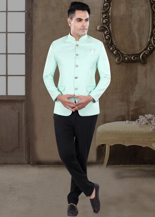 Turquoise Men Readymade Bandhgala Jod