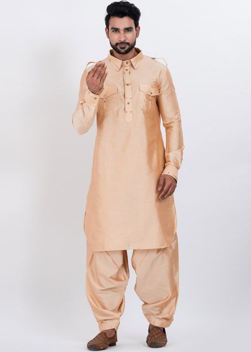 Light Brown Readymade Pathani Salwar Suit