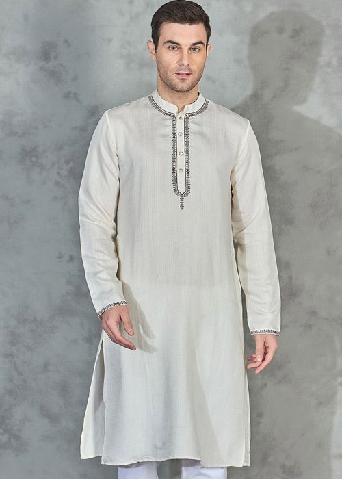 Readymade Grey Men Viscose Kurta
