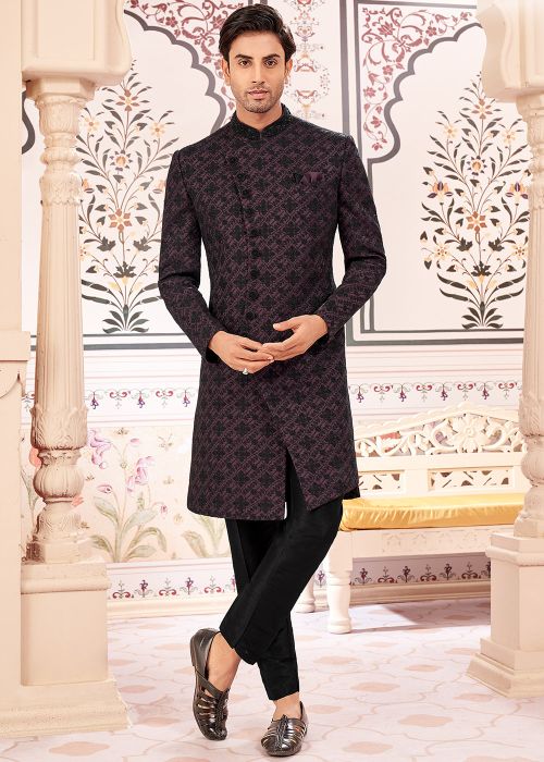 Purple Dori Work Indo Western Sherwani
