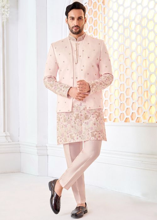 Light Pink Embellished Indo Western Sherwani