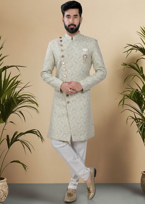 Sage Green Embellished Indo Western Sherwani