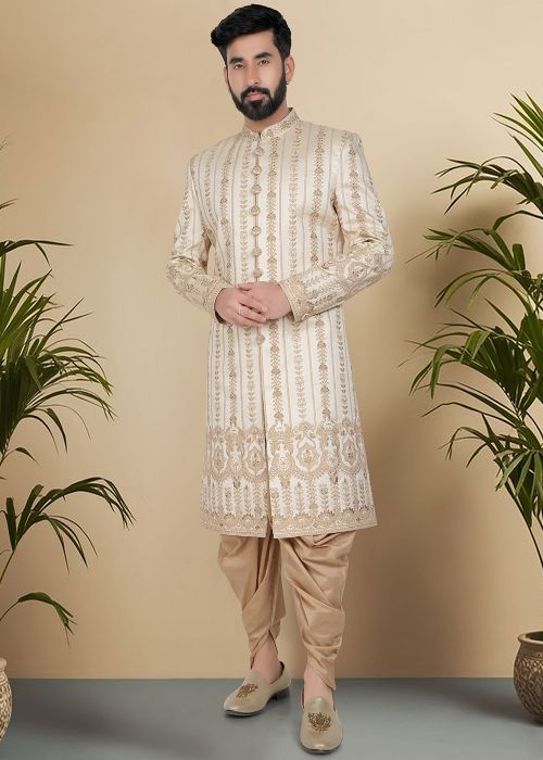 Golden Embroidered Indo Western Sherwani