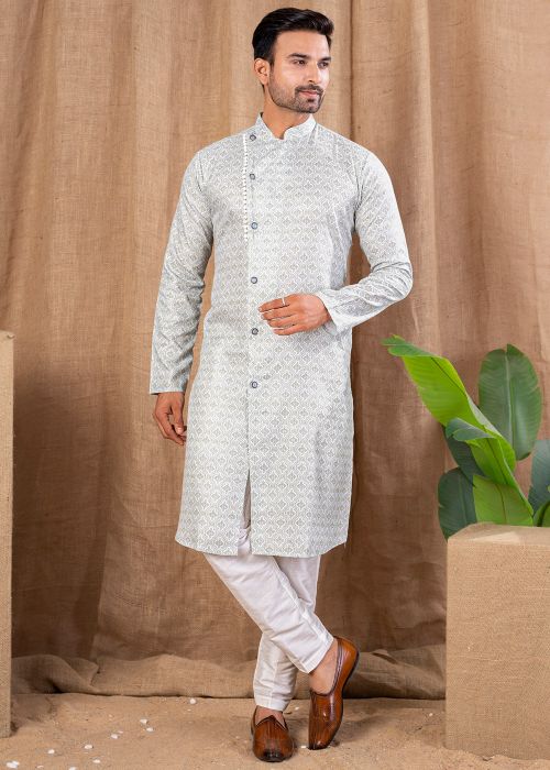 Pista Green Printed Indo Western Sherwani