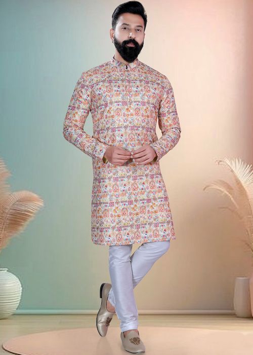 Multicolor Cotton Kurta Pajama With Multicolor Print