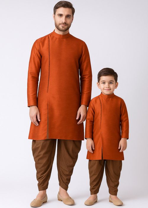 Orange Readymade Father Son Combo Set