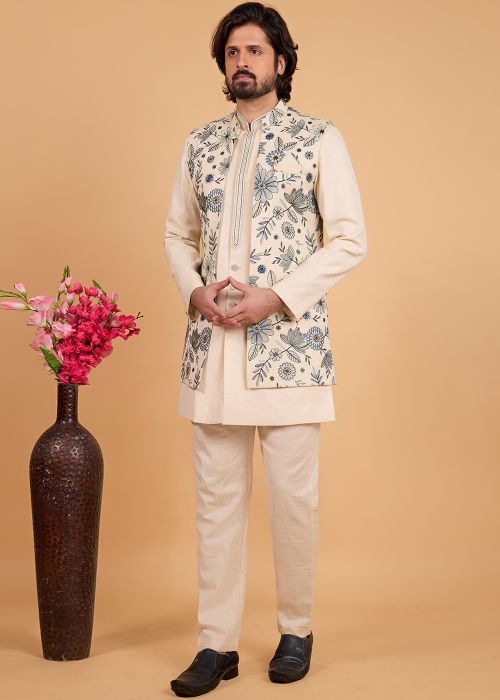 Ceam Indo Western Sherwani With Floral Jacket