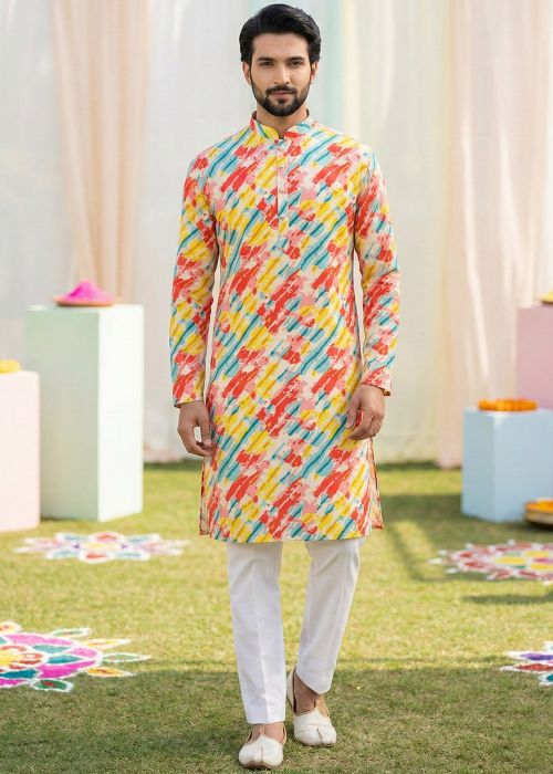 Multicolor Digital Print Cotton Kurta Pant