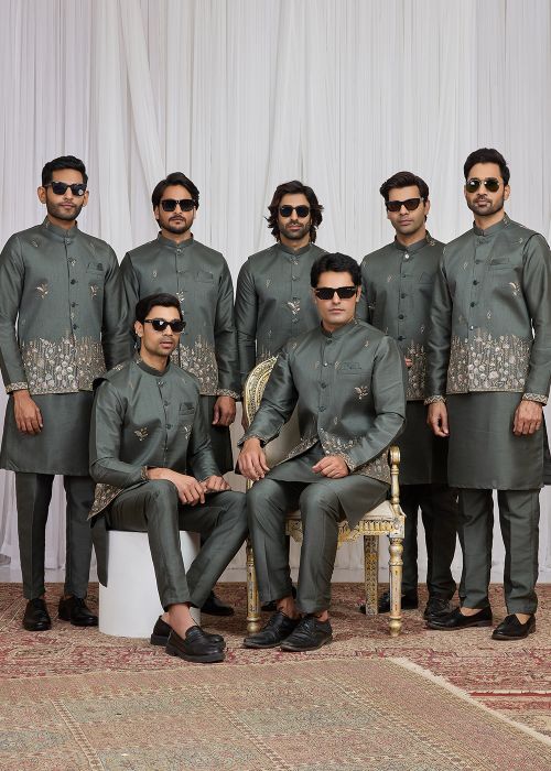 Green Kurta Pant With Embroidered Border Work