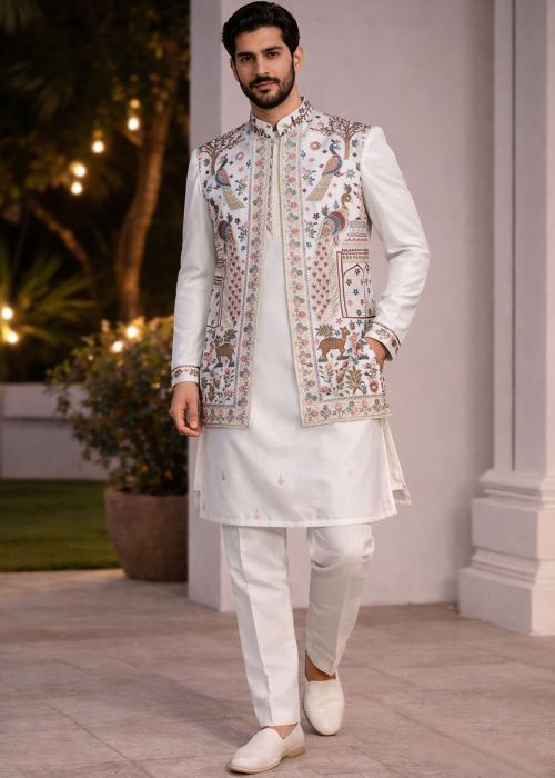 dress ethiopian White traditional Ethiopian dress with multicolored embroidery – FTWWL main image 1