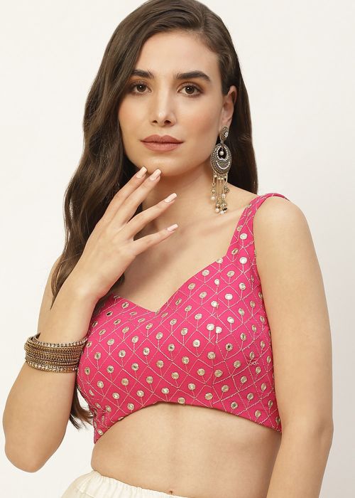 Georgette Pink Color Saree Blouse