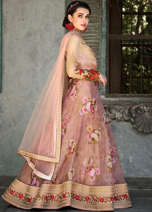 Digital Print Mauve Purple Floral Lehenga Choli Online Shopping USA