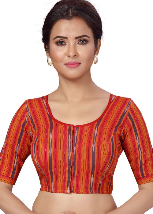 Multi Color Cotton Saree Blouse 