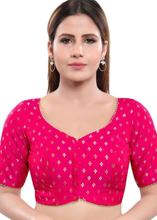 Pink Color Brocade Saree Blouse 