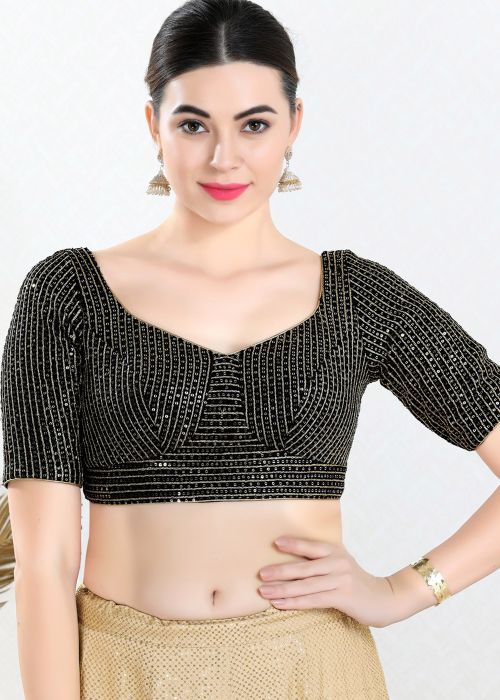 Black Embroidered Georgette Blouse