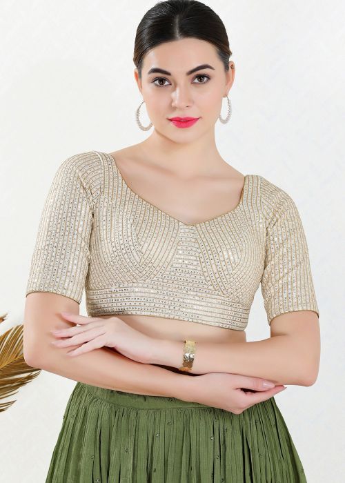 Off White Embroidered Georgette Blouse