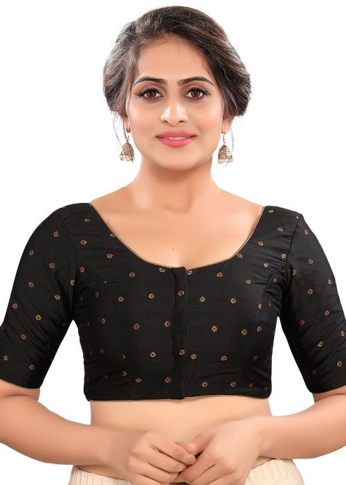 Black Woven Art Silk Blouse