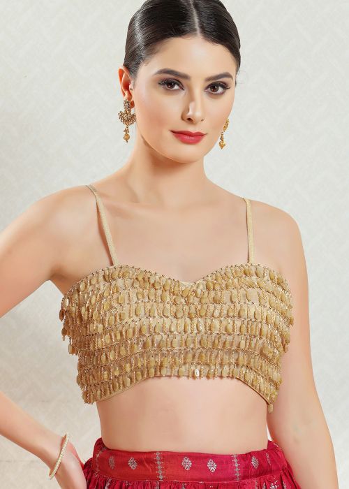 Gold Color Silk Saree Blouse 