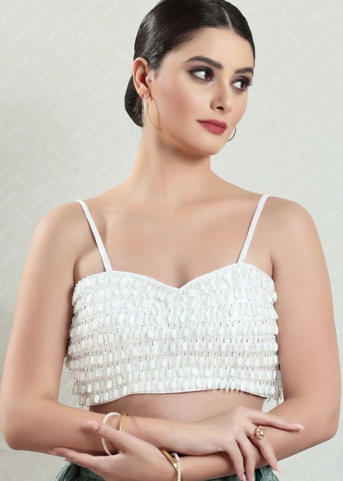 White Color Silk Saree Blouse 