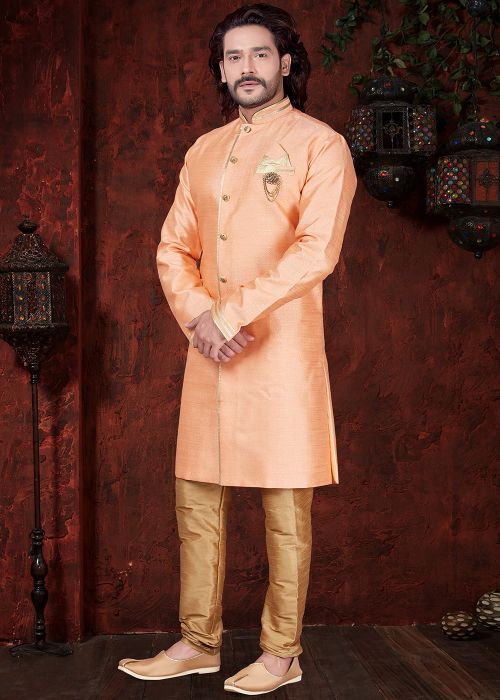 Readymade Peach Indo Western Sherwani