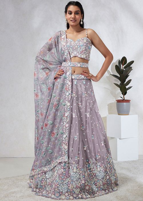 Purple Embroidered Lehenga Choli