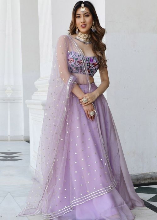 Lavender Lehenga Choli In Net
