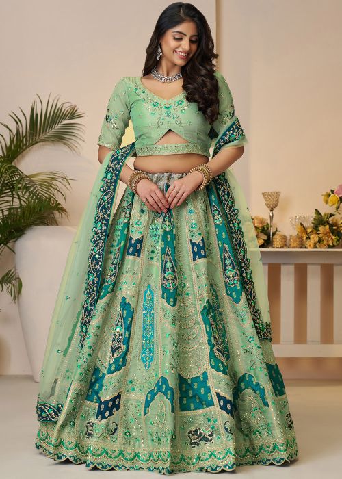 Green Embroidered Lehenga Choli